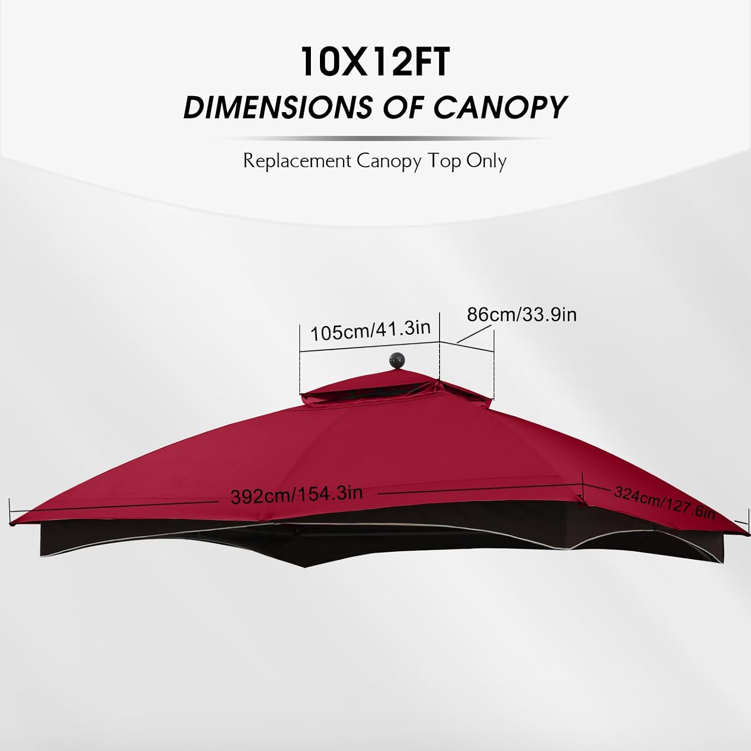 MASTERCANOPY Replacement Canopy Top for Lowe's Allen Roth 10x12 Gazebo #GF-12S004B-1 (Burgundy Plaid,Riplock Material)