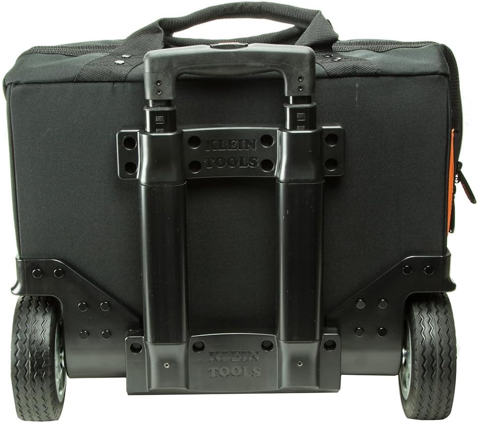 Klein Tools 55452RTB Tool Bag, Water Resistant Tool Storage Organizer Rolls on Rugged 6-Inch Wheels, 24 Pockets, Load Tested to 200-Pound