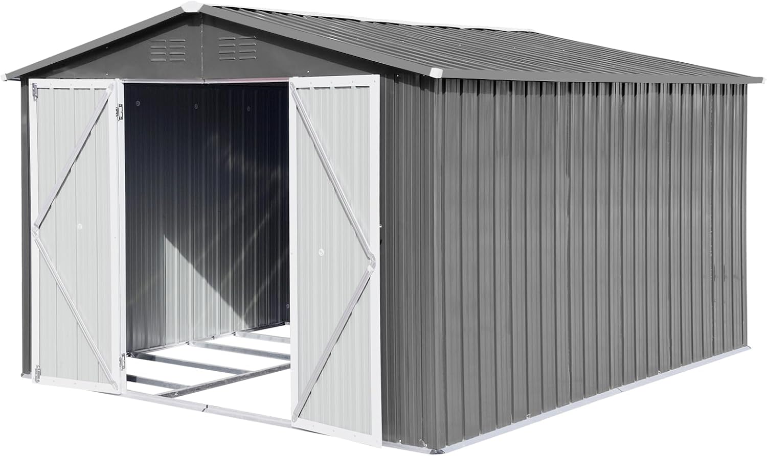 ZeHuoGe 10 x 12 FT Metal Outdoor Storage Sheds with Double Doors, Tool Shed for Garden,Courtyard