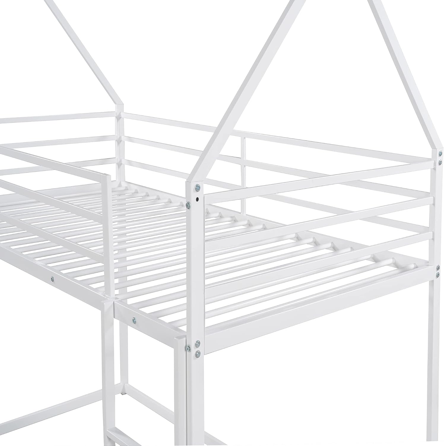 SOFTSEA Junior's Metal Twin Over Twin Bunk Bed Low House Bunk Beds for Kids