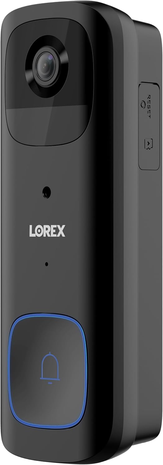 Lorex 2K Wireless WiFi Smart Video Doorbell Camera | No Subscription Fee | 32GB MicroSD Card Included | Smart Security Lighting | Night Vision | Battery-Powered | Motion Detection | Black