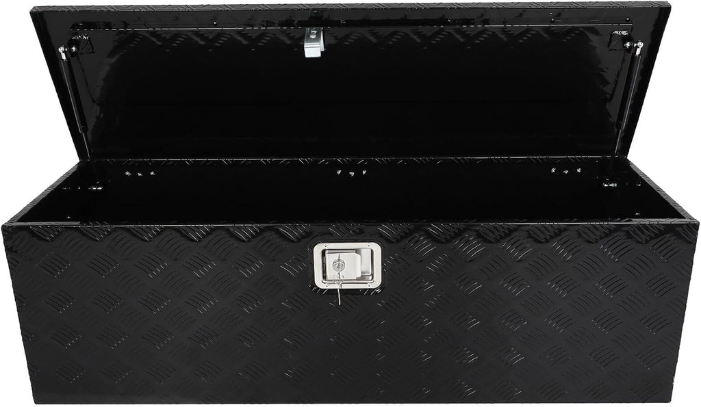 SCITOO 49 Inch Aluminum Truck Bed Tool Box,Heavy Duty Diamond Plate Crossover Storage for Most Full Size Pickups,Lockable Weatherproof Chest,Fits 49' Truck Beds,Easy Access to Load and Unload