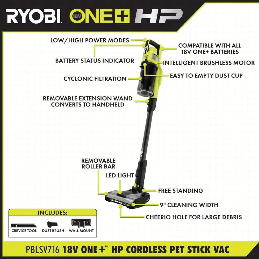 ONEAND HP 18V Cordless PET Stick Vacuum Cleaner KIT with 4.0 AH HIGH Performance Battery