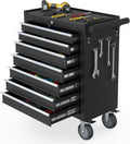 Heavy Duty Rolling Tool Box, 7 Drawer Tool Chest with Detachable Storage, Mobile Tool Cabinet on 4 Wheels for Garage, Workshop, Mechanics & Repair Room (Black)