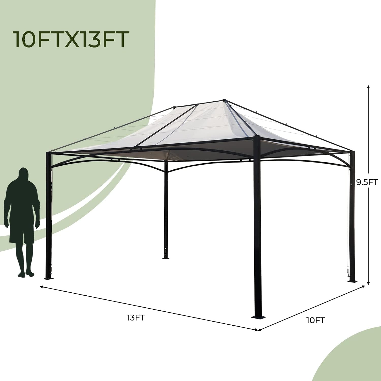 Grand Patio 10x13 FT Gazebo, Outdoor Garden Pavilion with Climbing Trellis for Vines and Plants