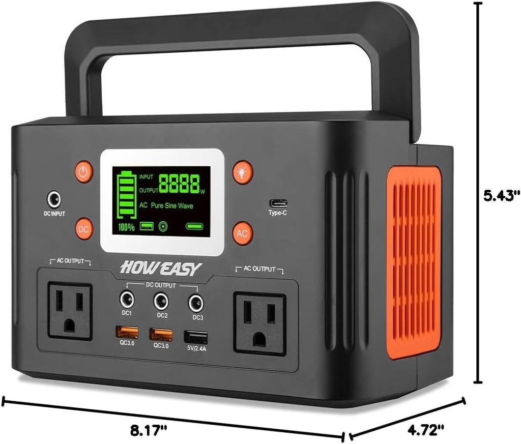 HOWEASY 260W Portable Power Station.178Wh Solar Generator with 2 110V/260W AC Power Socket Backup Power Supply, Suitable for CPAP, Outdoor Camping Travel Home Emergency