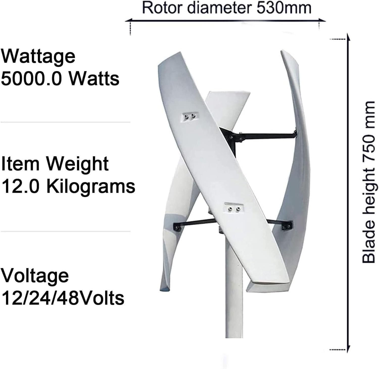 20000W Vertical Axis Wind Turbine Generator Kit with Controller, Home Power Solution for Off-Grid & On-Grid Systems, Efficient 12V Renewable Energy Turbine
