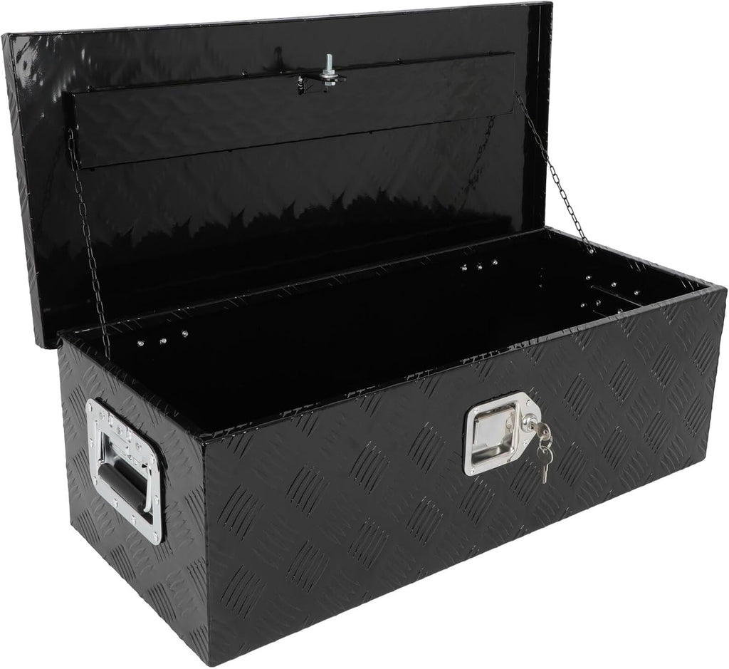 SCITOO 30 Inch Aluminum Heavy Duty Truck Bed Tool Box,Diamond Plate Crossover Storage for Most Full Size Pickups,Lockable Weatherproof Chest,Fits 30' Truck Beds,Easy Access to Load and Unload
