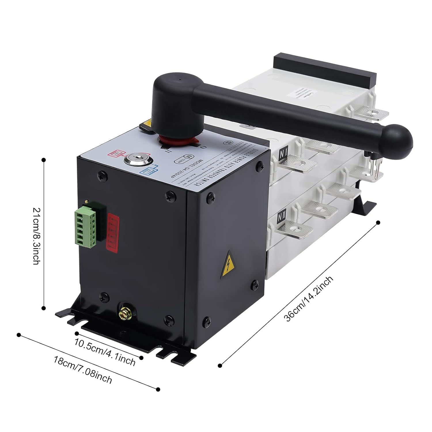 250A 4 Poles Industrial Automatic Transfer Switch Dual Power Automatic Transfer Switch Two in One Out, Transfer Switch Grid to AC Generator for Hospitals High-Rise Buildings Shopping Malls Factories