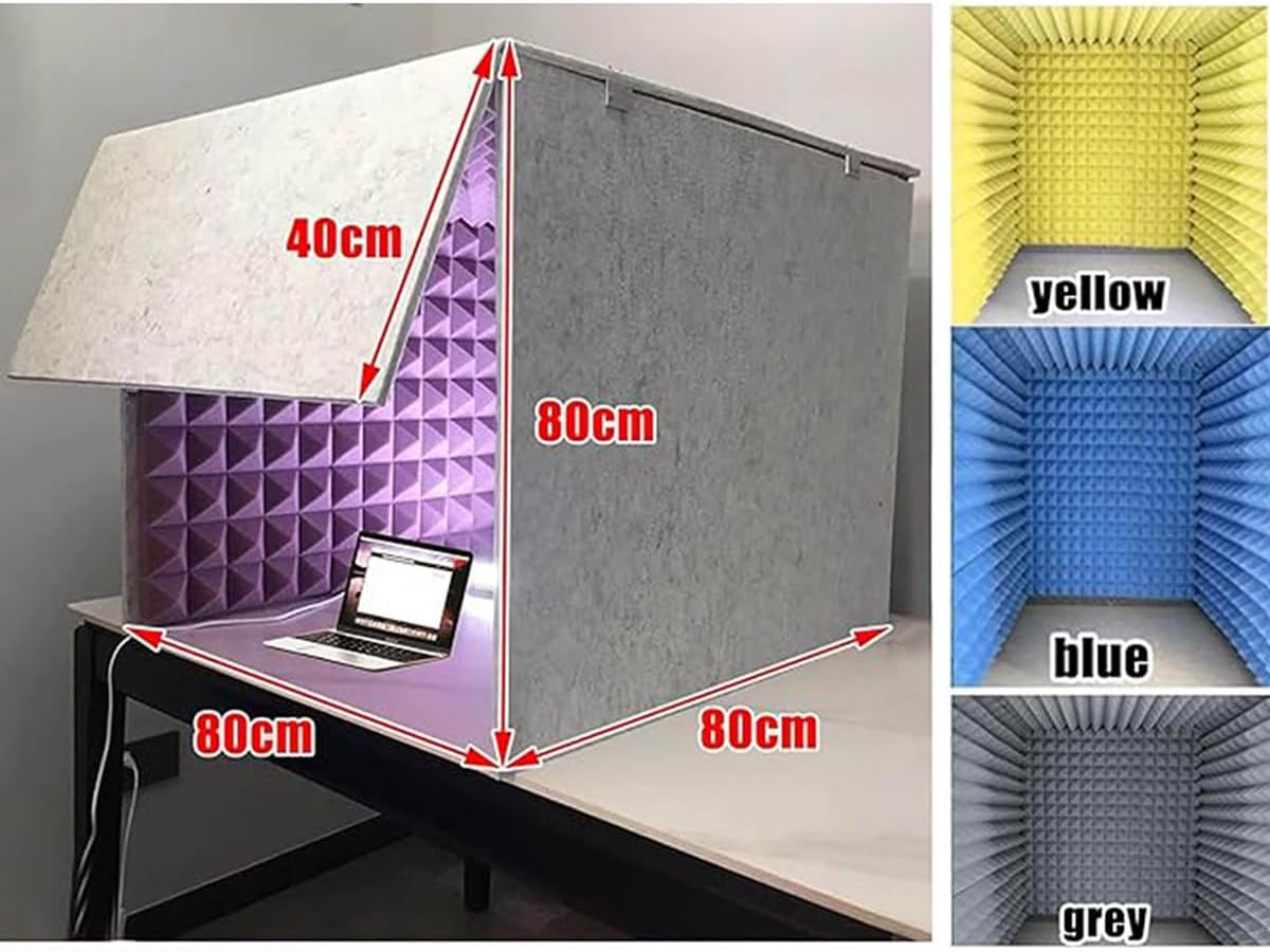 Desktop Soundproof Cover, Portable Recording Booth, Sound Isolation Room for Home Studio, for Microphone Recording Equipment Podcasts Singing Gaming and Broadcasting
