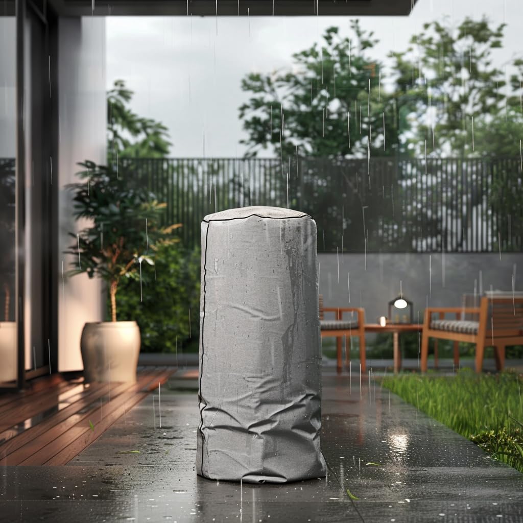 Planika BINO Outdoor Gas Fireplace - Fire Column with Glass Shield for Patio or Gardens (Outdoor Cover Incl) (Black)
