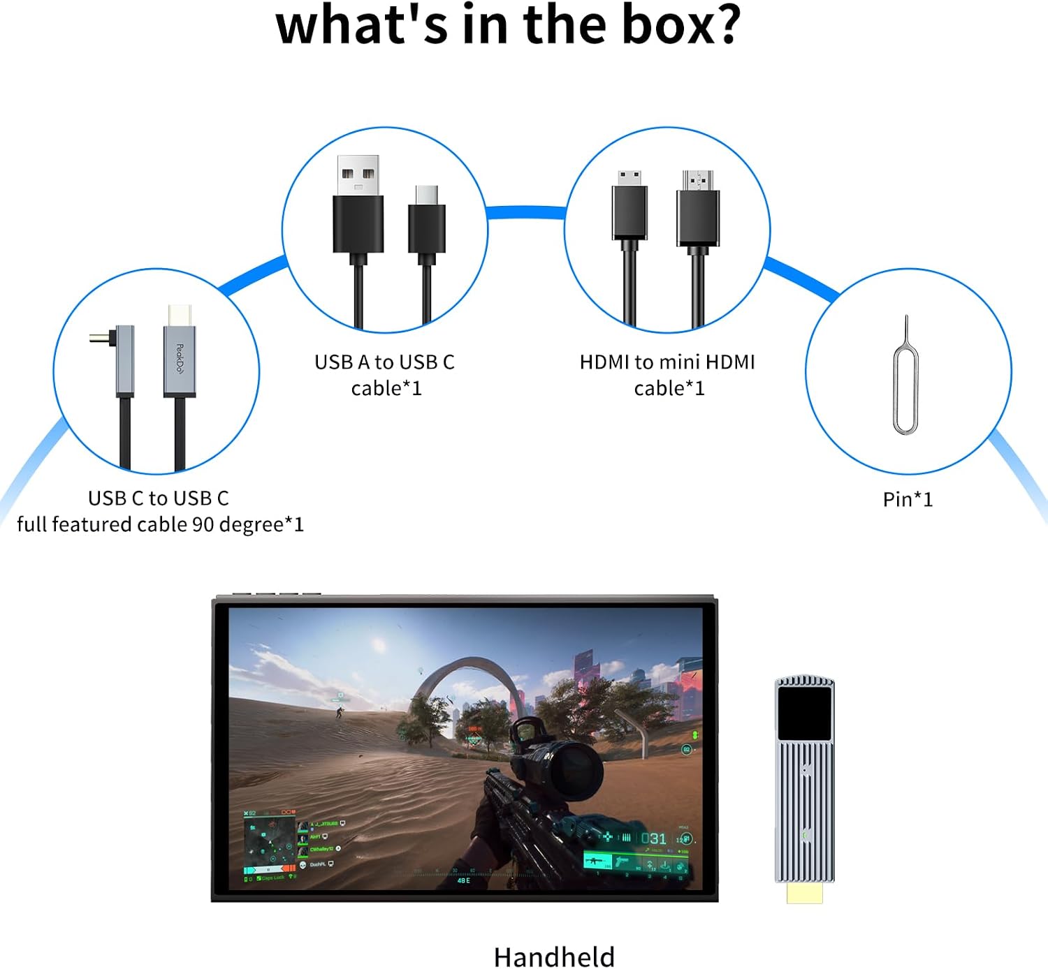 7 inch 60Hz Streaming Gaming Handheld, 0 Latency 100ft Wireless Game Console Monitor Touchscreen for PC,Xbox,PS5/4,Switch(V3 SE)