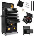 13 Drawers Tool Chest with Wheels,Large Capacity Tool Storage Cabinet with Removable Top Toolbox, Locking Mechanical Tool Cart with Liner,Suitable for Garages, Warehouses-Black