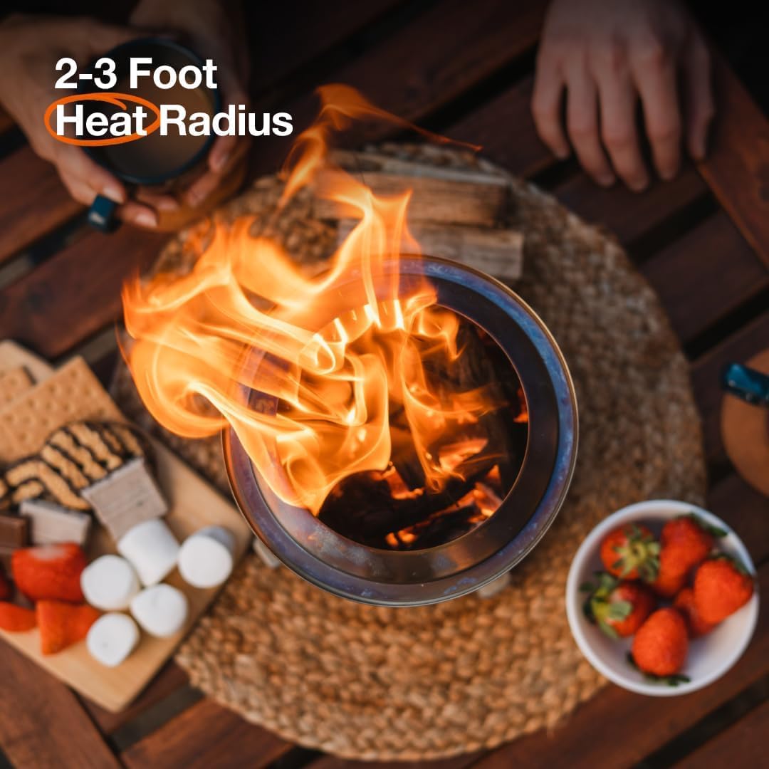 Solo Stove Mesa XL Mulberry Bundle | Tabletop Fire Pit with Stand, Heat Deflector, Accessory Pack & 1lb Wood Pellets | Portable Smokeless Outdoor Firepit for Patio, Camping & Backyard