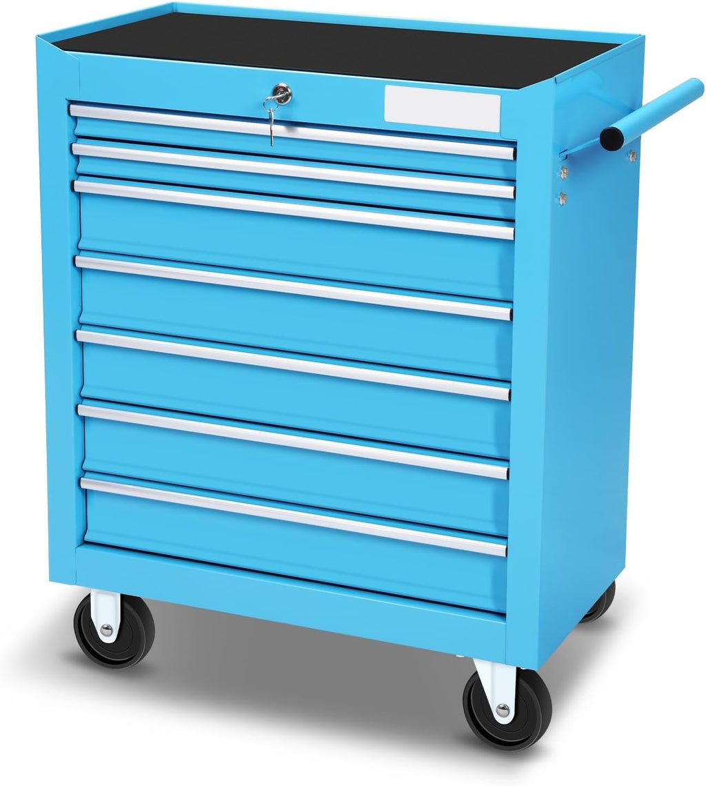 Auto Dynasty 7-Drawer Heavy-Duty Rolling Tool Trolley Tray with Ball-Bearing Slides, Corrosion-Resistant Finish, and Swivel Casters for Ultimate Workshop Organization