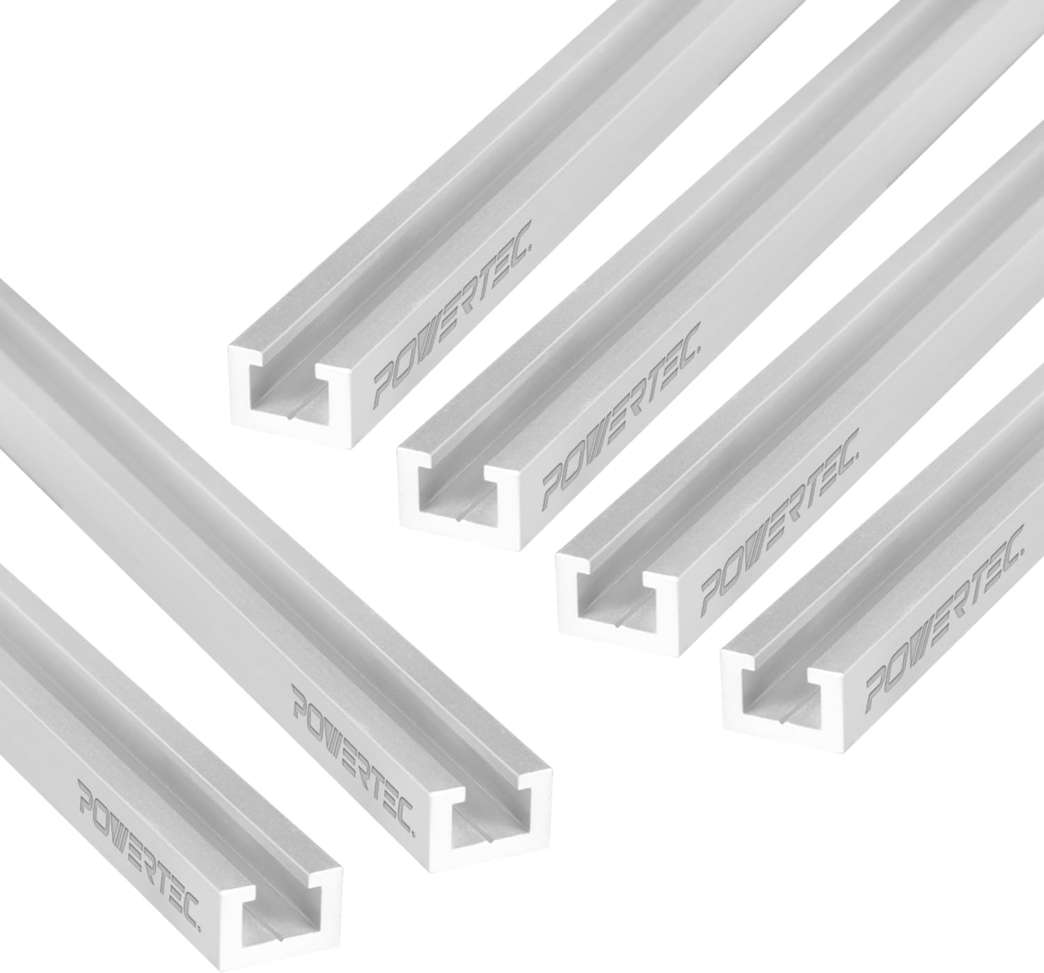 POWERTEC 71379-P6 Heavy Duty 48' Aluminum T-Track | Specialized T Slot Track Mounting for 3/8' Hex Bolt and POWERTEC T Bolt 1/4'-20 and 5/16'-18, 6 PK
