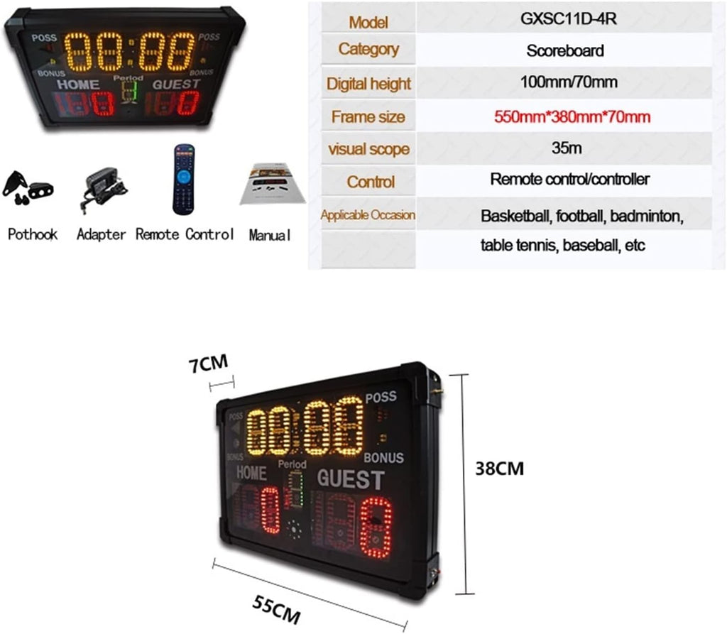 Multisport LED Scoreboard Led Digital Sports Portable Electronic Scoreboard Equipment,Battery Powered Portable Tabletop Electronic Scoreboard,Countdown Timer & Score for Gam