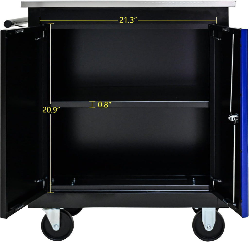 Double Door Rolling Tool Chest Cart.Movable and Lockable Partition with Lock Multi-Functional Hardware Storage Tool Car Auto Repair Locker.Tool Storage Cart for Garage,Workshop,Warehouse