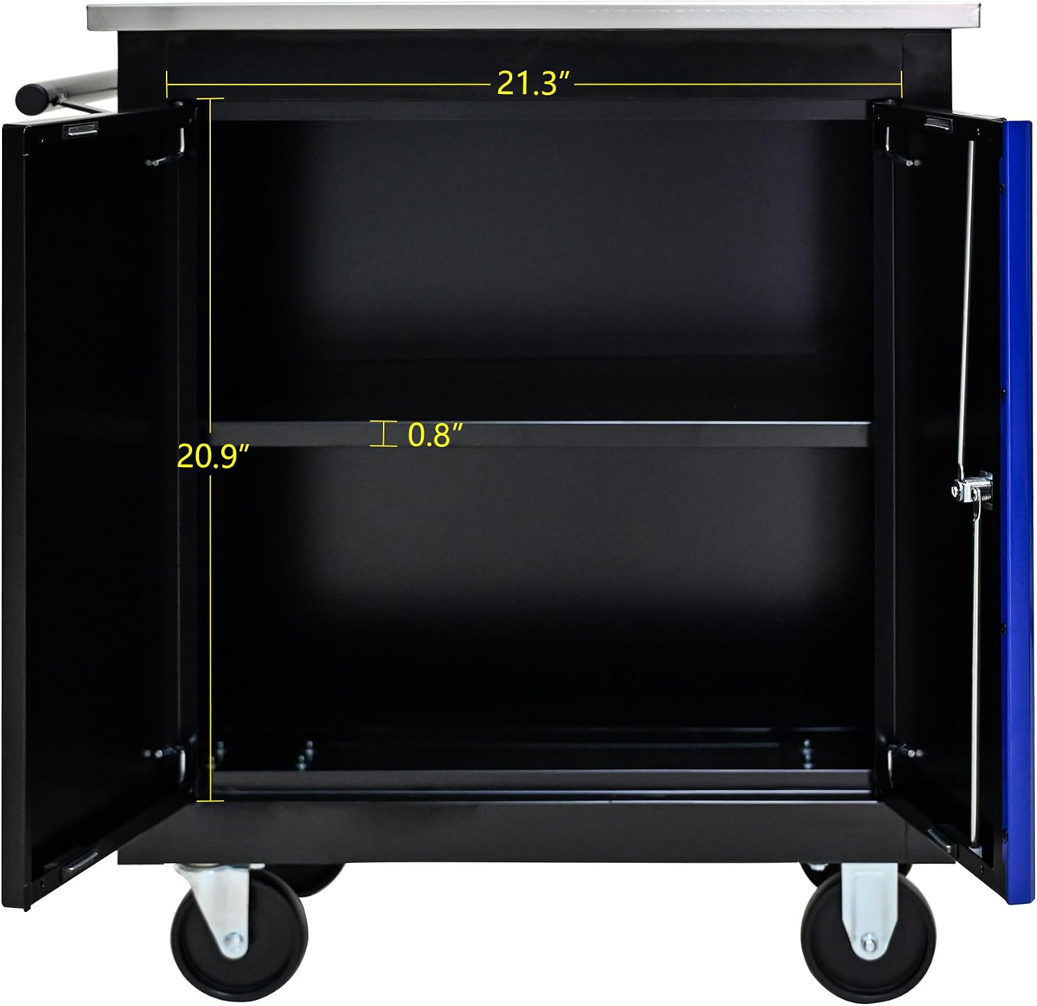 Double Door Rolling Tool Chest Cart.Movable and Lockable Partition with Lock Multi-Functional Hardware Storage Tool Car Auto Repair Locker.Tool Storage Cart for Garage,Workshop,Warehouse