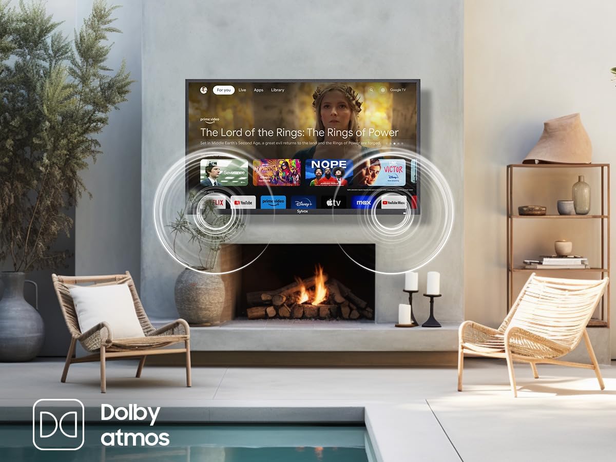 SYLVOX 75' Outdoor TV + S3 Dolby Atmos Soundbar Bundle, 4K HDR Waterproof Smart TV (Deck Pro 3.0), 1000 Nits, 2.1 Channel 120W Audio, Bluetooth 5.3, for Patio & Backyard
