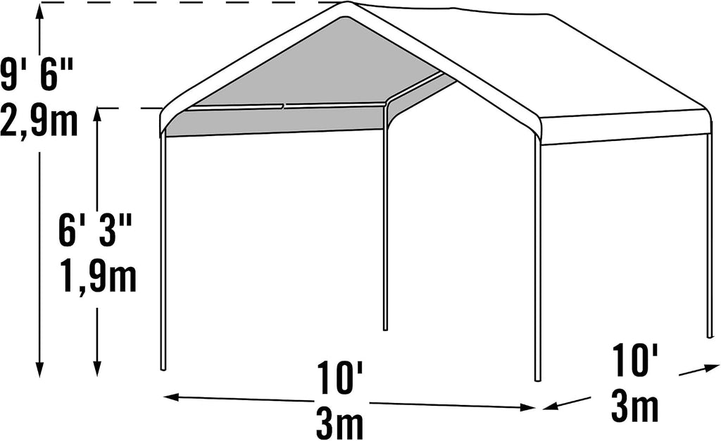 ShelterLogic 10' x 10' MaxAP Canopy Series Compact Outdoor Easy to Assemble Steel Metal Frame Canopy with 50+ UPF Sun Protection and Waterproof Cover, White, 23521
