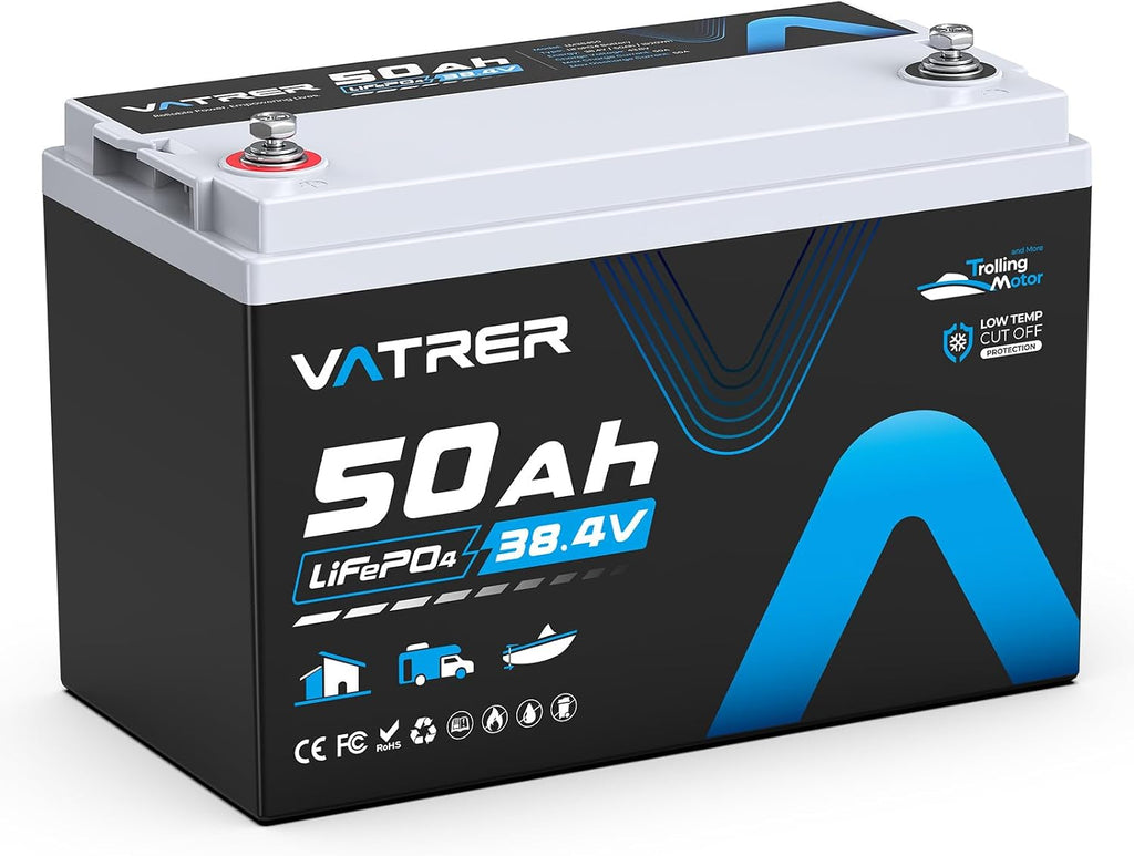 36V 50Ah LiFePO4 Lithium Battery with 1920W, Built-in 50A BMS, VATRER POWER Rechargeable Group31 Deep Cycle LiFePO4 Battery, Perfect for Trolling Motors, Marine, Off-Grid, Solar, Camping, etc.