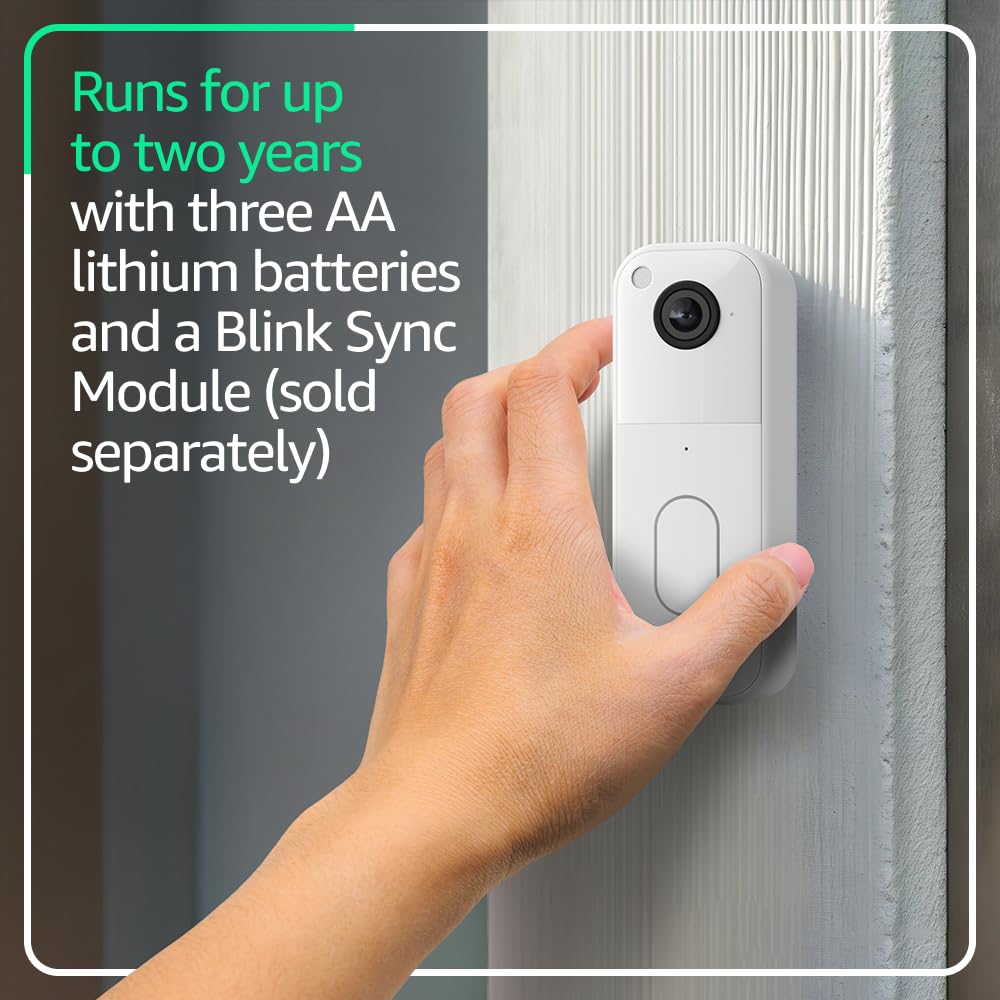 Blink Video Doorbell Add-on, White, with 1-Year Plus Plan Subscription