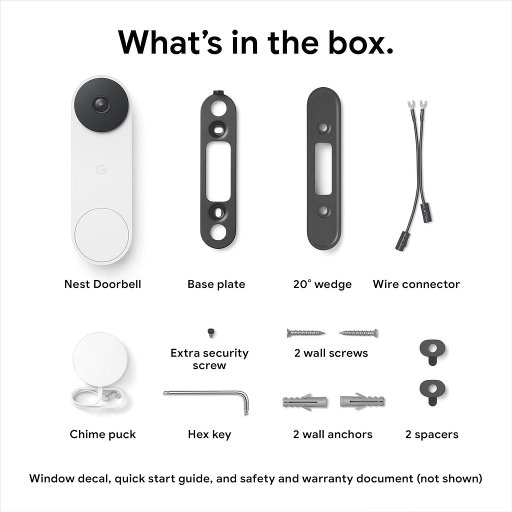 Google Nest Doorbell (Wired, 2nd Gen - Pro Version) - Wired Video Doorbell Camera - Doorbell Security Camera - Non-Retail Packaging - Snow
