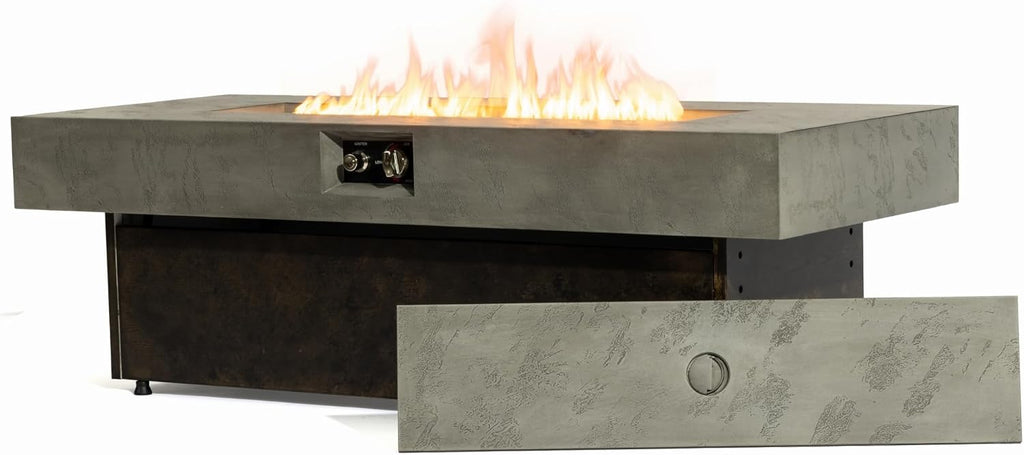 Outdoor Fire Pit Table Propane Gas Fire pits Outdoor Fireplaces 54'' Rectangular Firepit Table, 50,000 BTU Fire Table for Patio Set, Three Options of Assembled Hight Grey.