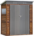 3x5 FT Outdoor Tool Shed, Wood-Iron Combination Storage Shed with Ventilation, Weather-Resistant Roof, Lockable Doors & Wood Grain Finish for Backyard and Garden