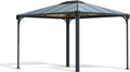 Palram - Canopia Martinique 10x12 Gazebo: Outdoor Patio Canopy with Aluminum Metal Frame, Polycarbonate Roof, Bronze Panels, UV Protection, Rain Gutters, Vents, Year-Round Use, Easy DIY, Gray/Bronze