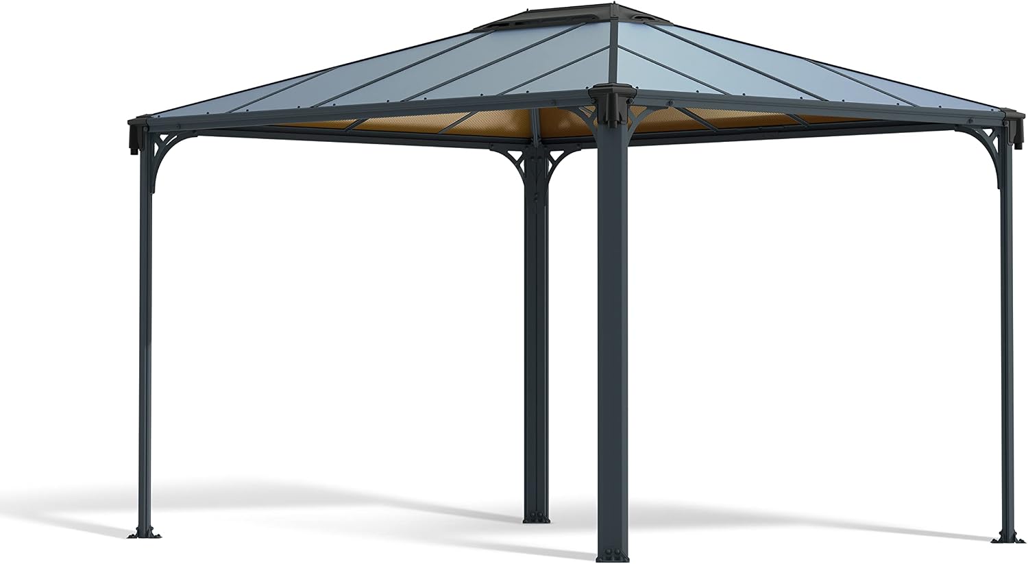 Palram - Canopia Martinique 10x12 Gazebo: Outdoor Patio Canopy with Aluminum Metal Frame, Polycarbonate Roof, Bronze Panels, UV Protection, Rain Gutters, Vents, Year-Round Use, Easy DIY, Gray/Bronze