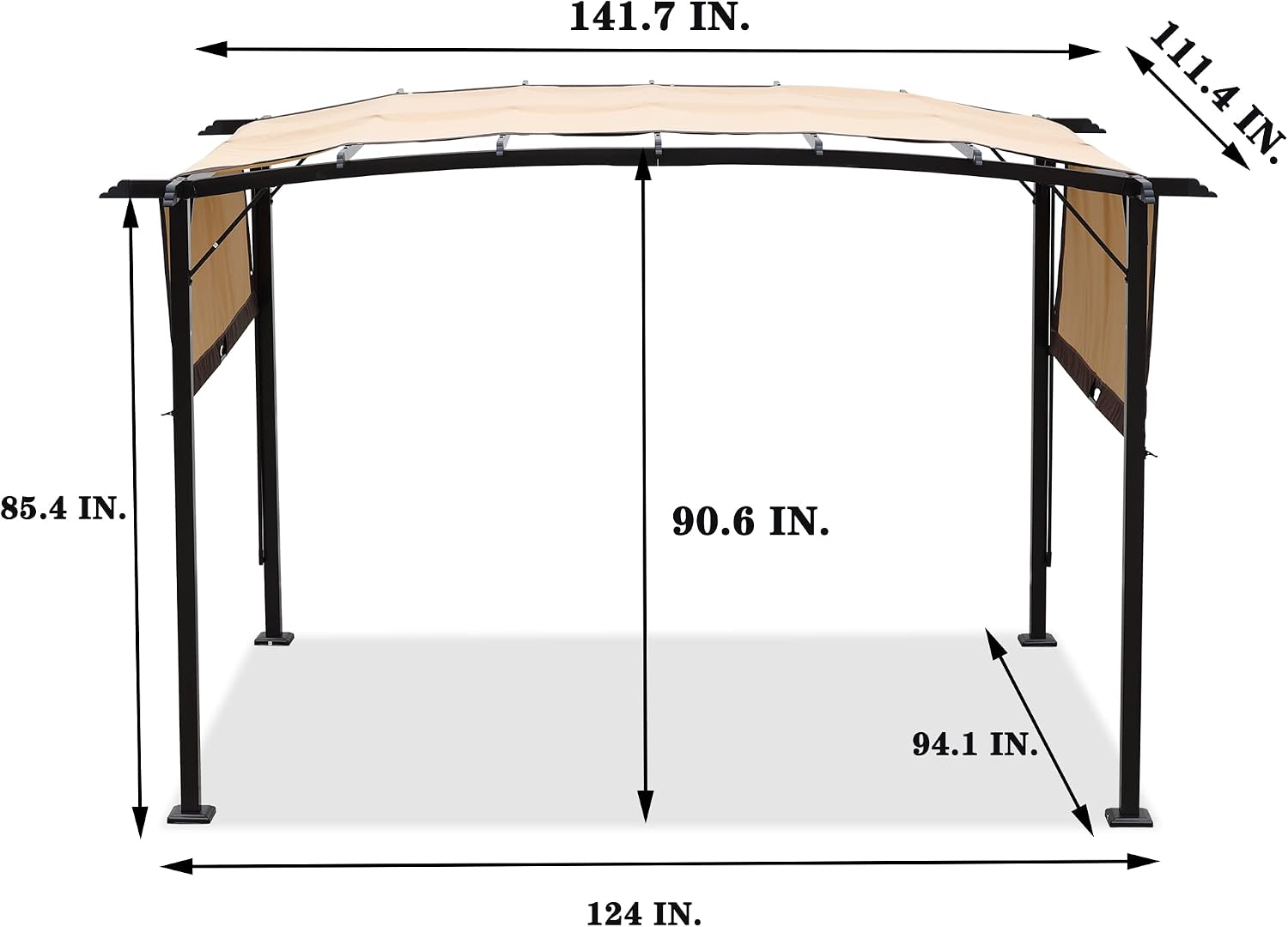 12' x 9' Ft. Outdoor Patio Retractable Canopy Gazebo Metal Pergola with Adjustable Shade (Beige)