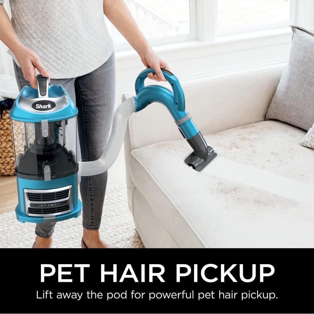 Shark NV380 Navigator Lift-Away Deluxe Upright Vacuum with Large Dust Cup Capacity, Swivel Steering, Upholstery Tool & Crevice Tool, Teal (Renewed)