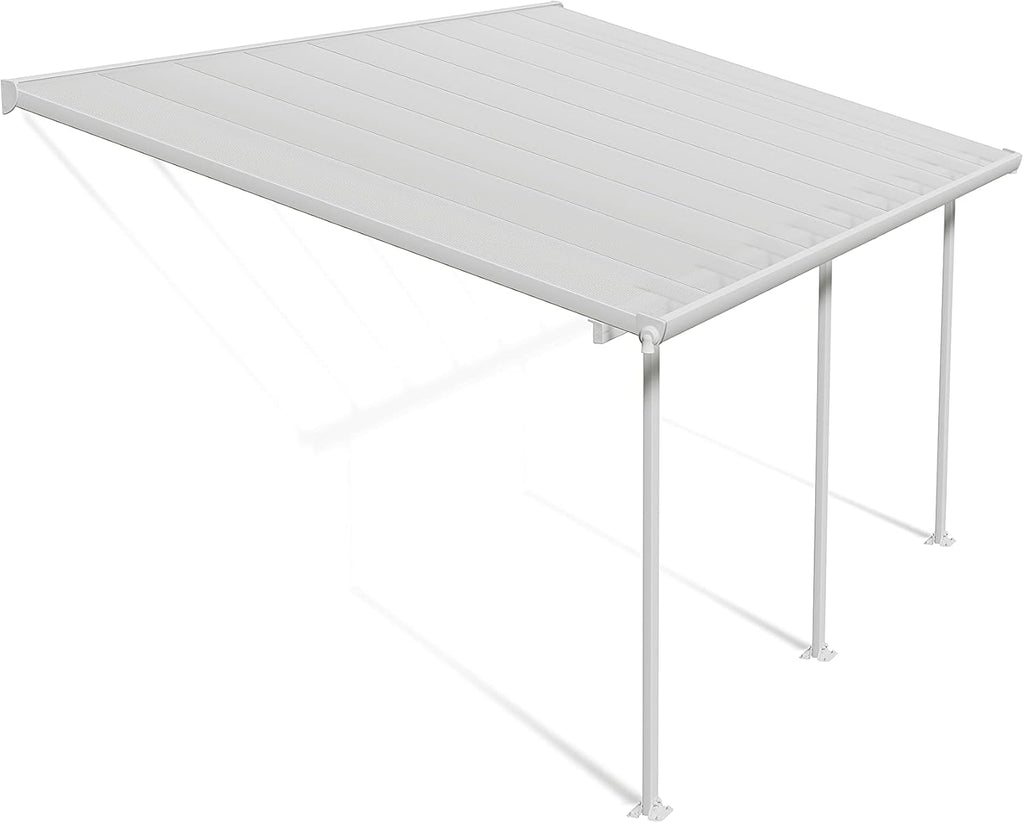 Palram - Canopia Feria Patio Cover 10' x 18' White/White Outdoor Canopy Awning, Waterproof, Shade, Outside Shelter For Backyard, Gutters, with 100% UV Protection