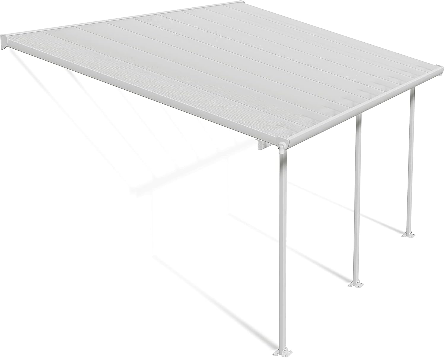 Palram - Canopia Feria Patio Cover 10' x 18' White/White Outdoor Canopy Awning, Waterproof, Shade, Outside Shelter For Backyard, Gutters, with 100% UV Protection