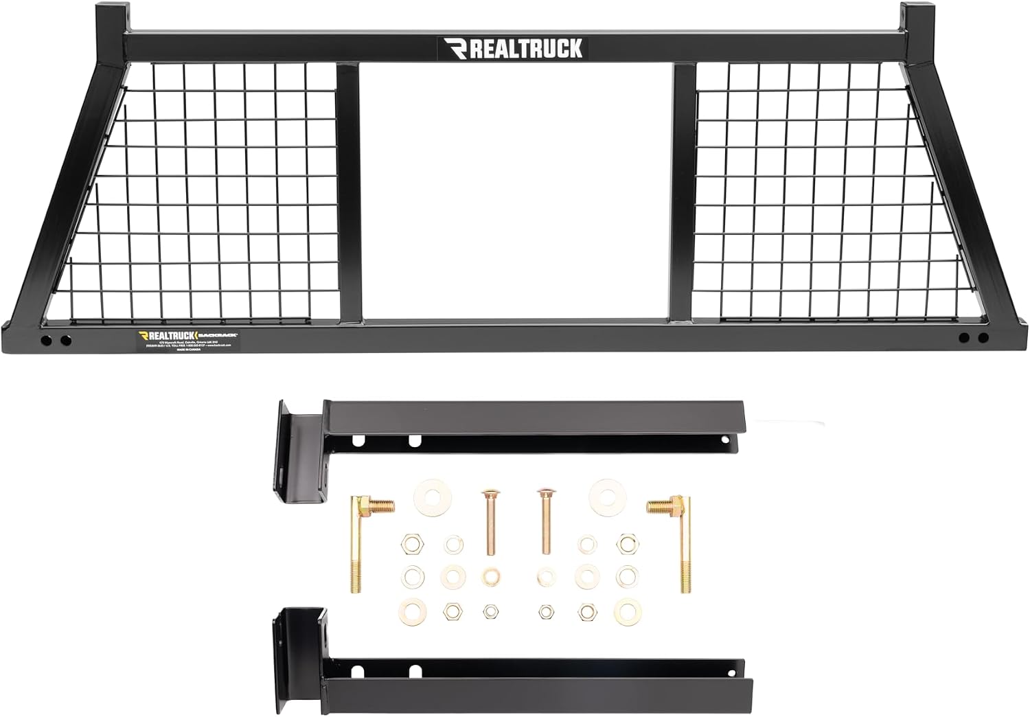 RealTruck Backrack Half-Safety Rack Frame + Hardware Kit for use w/ 21' Toolbox, Combo | No Drill, Black | 147SM & 30201TB | Fits 1999-2016 Ford F-250/F-350/F-450