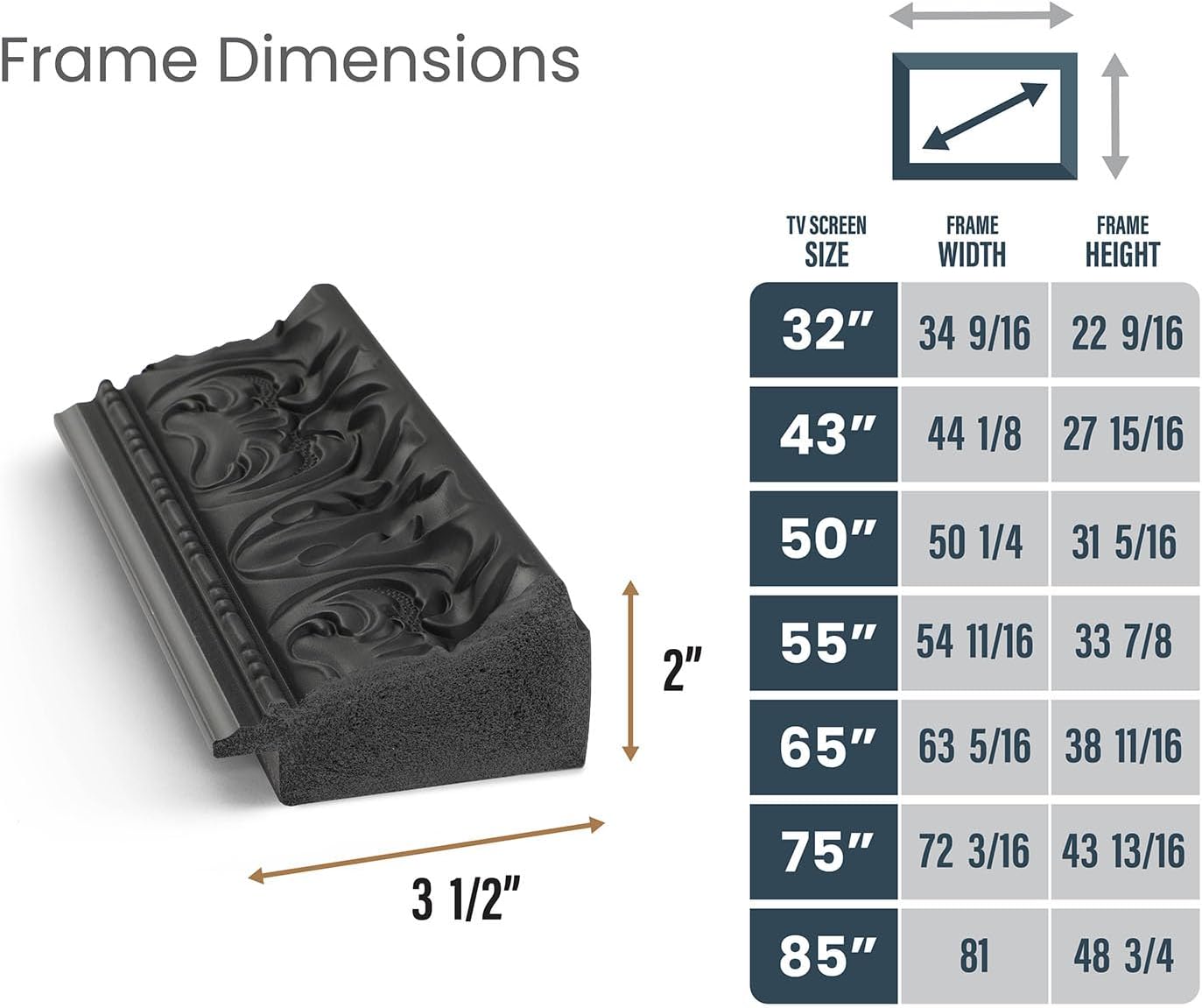 Tuscan Matte Black 32' Premiere Deco TV Frame - Compatible ONLY with Samsung The Frame TVs (Fits 2021-2026, LS03A, LS03B, LS03C, LS03D, LS03FA)