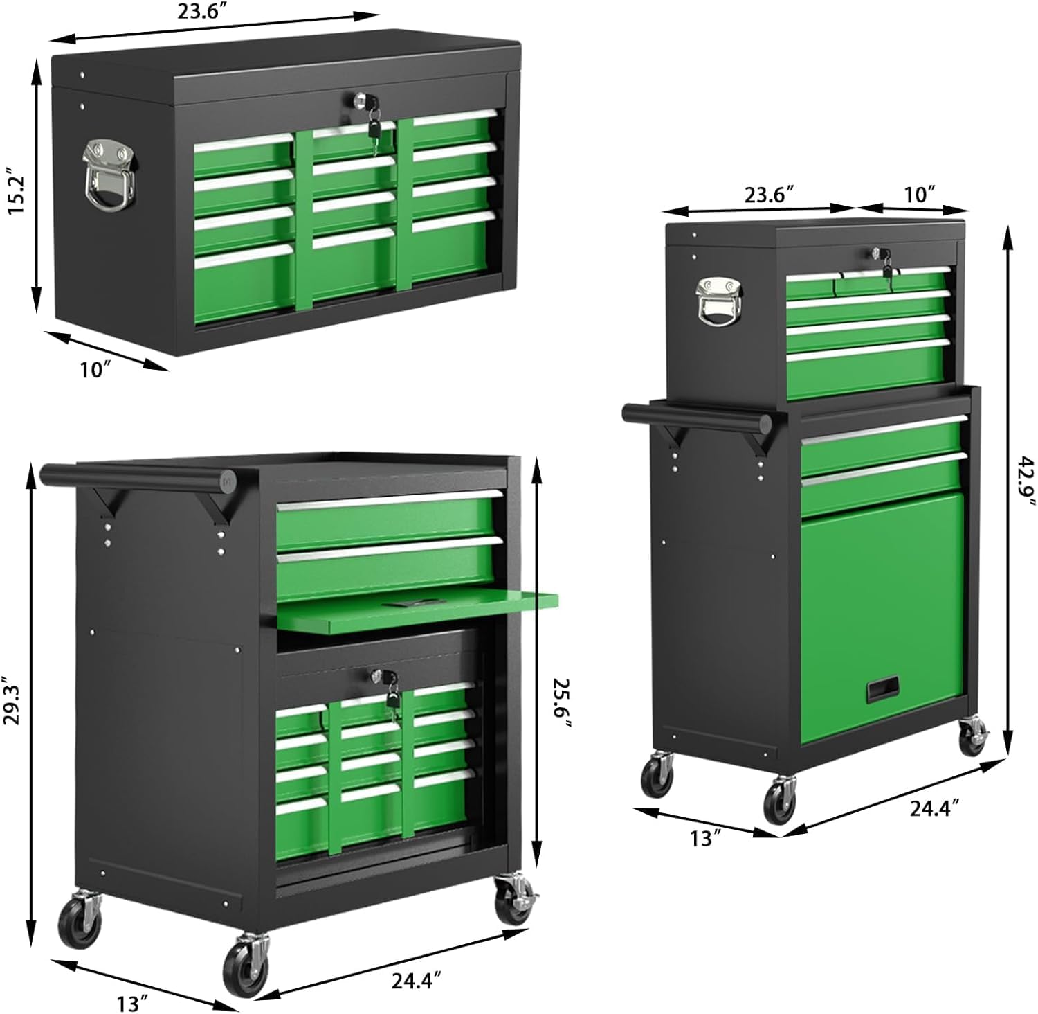 8-Drawer Rolling Tool Chest Tool Box,Removable Tool Storage Cabinet with 4 Wheels