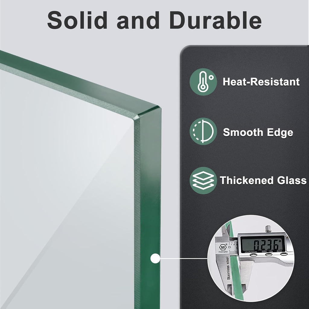 GASPRO 45 x 15.5 Inch Glass Wind Guard for Rectangular Fire Pit Table, Thick and Sturdy Tempered Glass Panel with Hard Aluminum Corner Bracket & Feet, Easy to Assemble