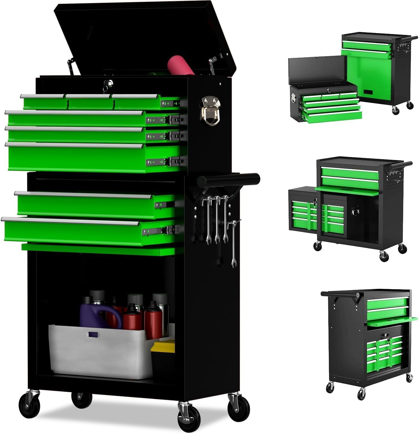 8-Drawer Rolling Tool Chest Tool Box,Removable Tool Storage Cabinet with 4 Wheels