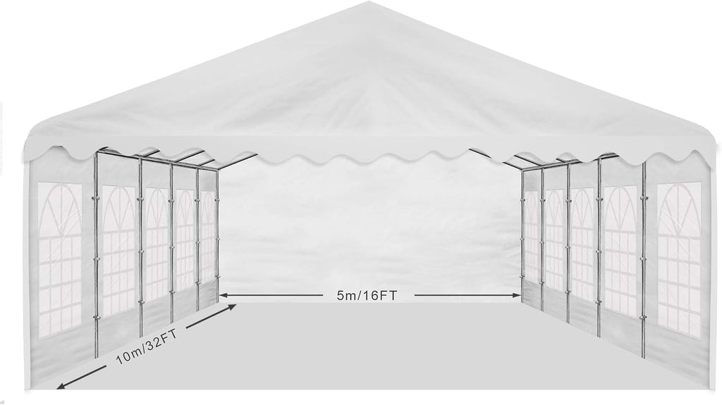 AMERICAN PHOENIX Party Tent 16x32 ft Heavy Duty Canopy Shelter for Wedding Event Fair Roof with Removable Sidewalls and Windows White (16x32 - PE/White)