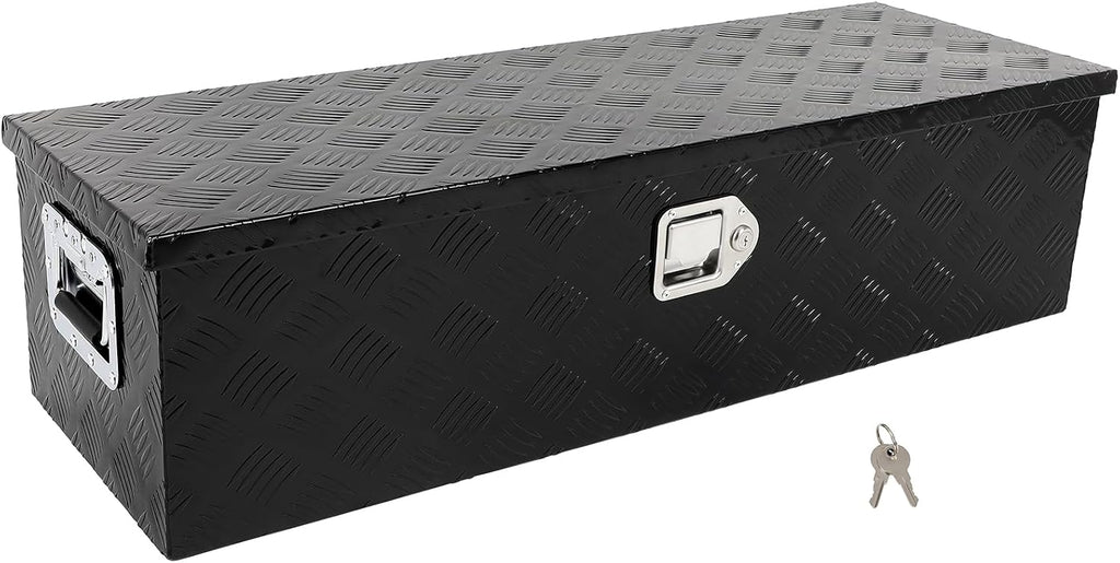SCITOO 39 Inch Aluminum Heavy Duty Truck Bed Tool Box,Diamond Plate Crossover Storage for Most Full Size Pickups,Lockable Weatherproof Chest,Fits 39' Truck Beds,Easy Access to Load and Unload