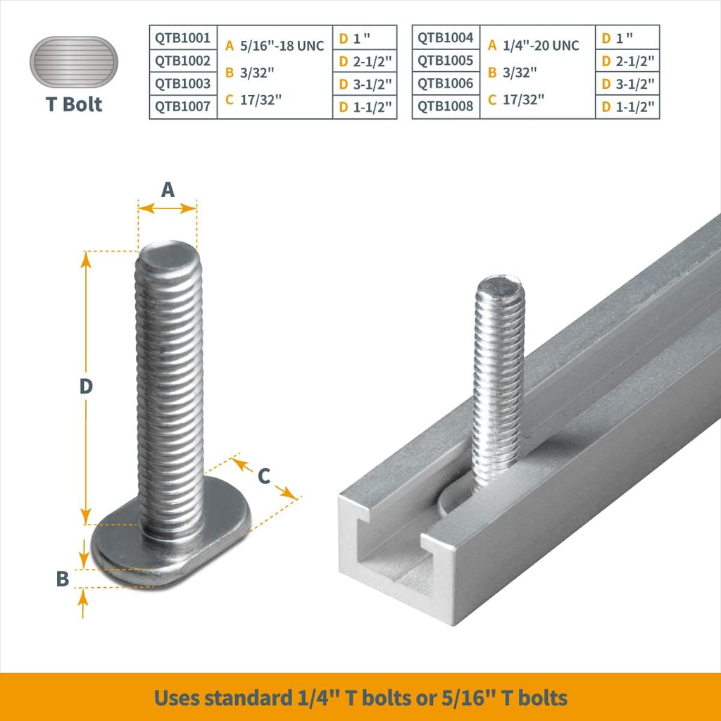 POWERTEC 71379-P6 Heavy Duty 48' Aluminum T-Track | Specialized T Slot Track Mounting for 3/8' Hex Bolt and POWERTEC T Bolt 1/4'-20 and 5/16'-18, 6 PK