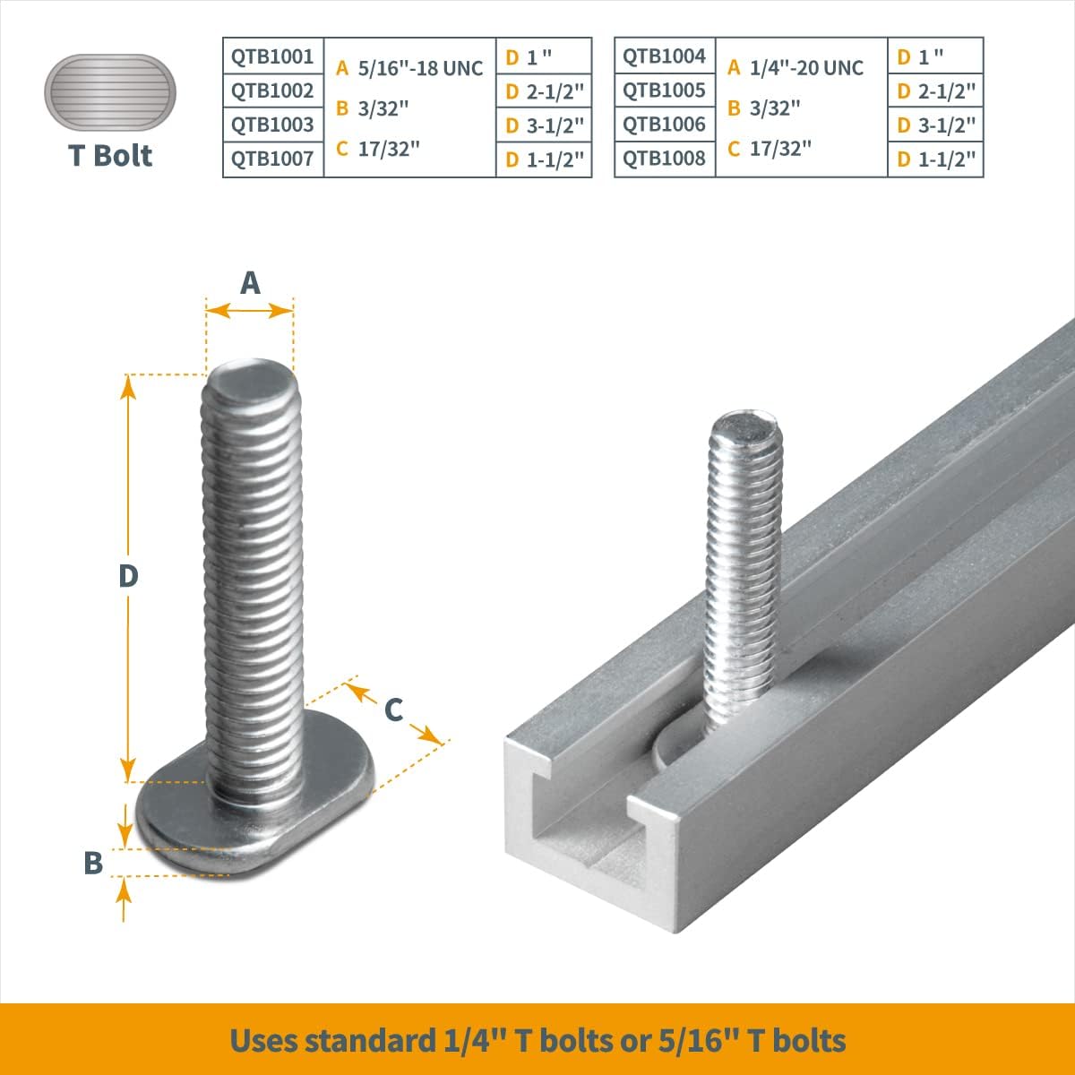 POWERTEC 71379-P6 Heavy Duty 48' Aluminum T-Track | Specialized T Slot Track Mounting for 3/8' Hex Bolt and POWERTEC T Bolt 1/4'-20 and 5/16'-18, 6 PK
