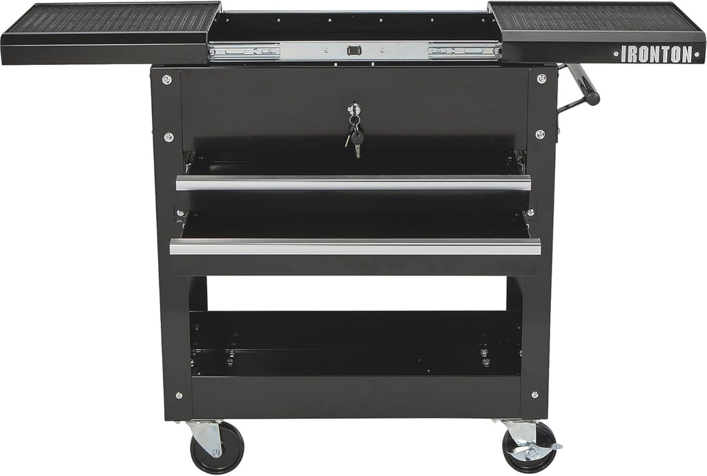 Ironton 28in. 2-Drawer Tool Cart - 30-1/2in.L x 14-1/2in.W x 33in.H, 350-Lb. Capacity