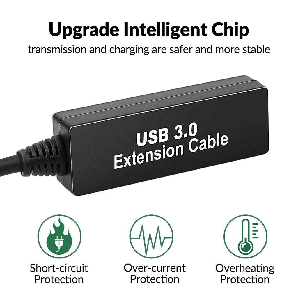 100FT USB 3.0 Active Extension Cable, USB 3.0 Extension Cord A-Male to A-Female, With High-Speed Data Signal Amplifier, Compatible With Quest 3,VR,Rift,360 Kinect,Xbox,Webcam,PS4, HD Camera or More