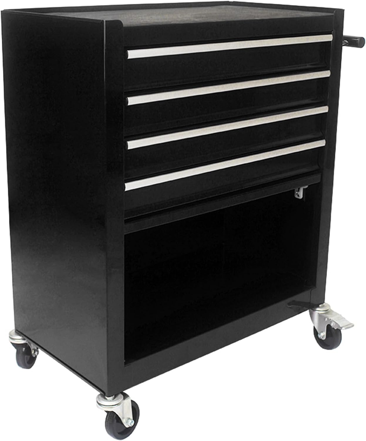 Campfun 4-Drawer Rolling Tool Cart, Metal Tool Storage Organizer Cabinet with Interlock System and Wheels, Multifunctional Mechanic Tool Chest for Garage, Warehouse, Workshop Repair Shop, Black