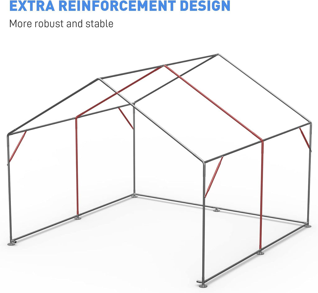 Outdoor Storage Shelter, 8x8 ft Portable Shed with Roll up Zipper Door, Waterproof and UV Resistant Anti-Snow, Heavy Duty Carport for Storing Garden Tools, Outdoor Equipment