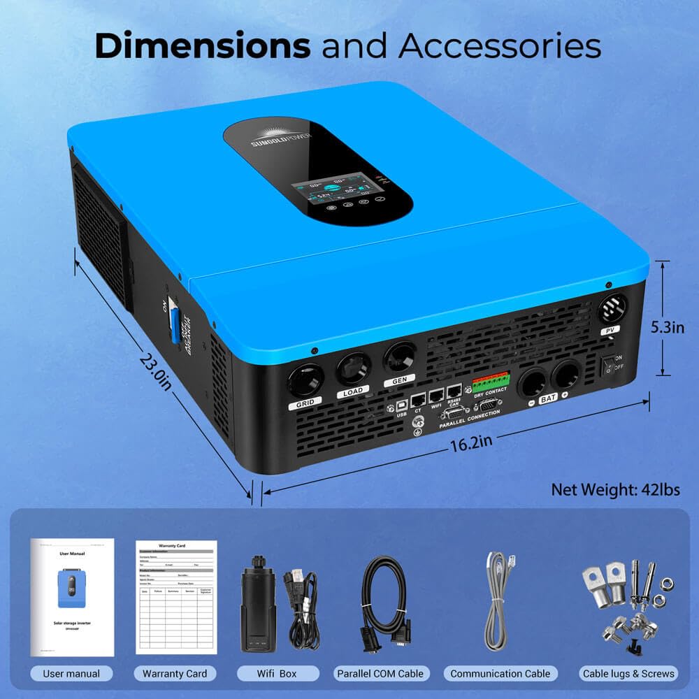 6500W DC 48V SPH6548P UL1741 Split Phase Solar Inverter,120V/240V AC Input/Output (settable),Built-in 2 MPPT, Max.140A Battery Charging,Support Parallel Manufactured by SunGoldPowerCo.,Ltd (6500W 48V)